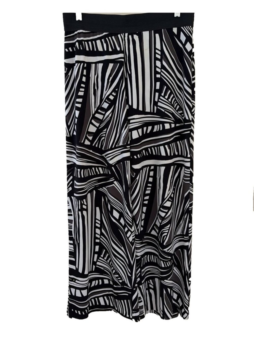 Alfani Women’s Wide Leg Palazzo Pants Size S Black White Geometric Stretch Party